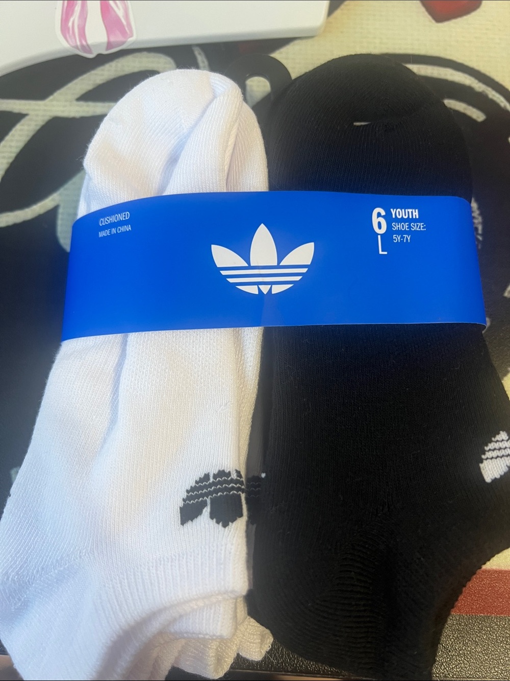 adidas Youth No-Show Sock Pack - Black & White (6 Pack)